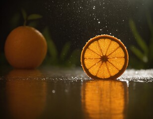 Orange slice, fruit, macro, portrait.