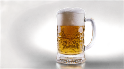 Foamy Beer Mug on Dark Background, Isolated on transparent background.