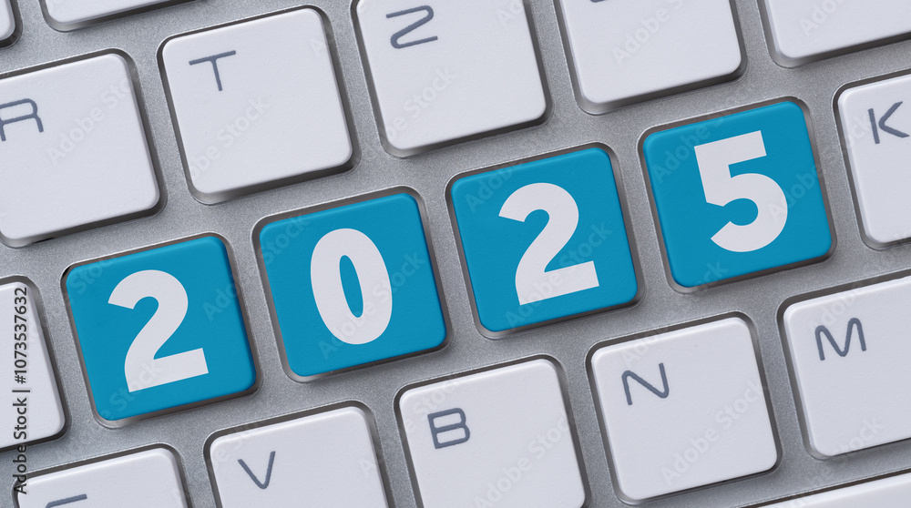 Wall mural a computer keyboard with the number 2025