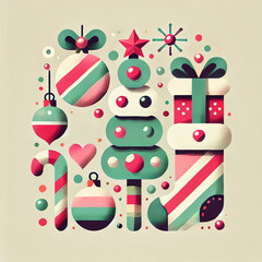 Fototapeta premium A colorful Christmas elements