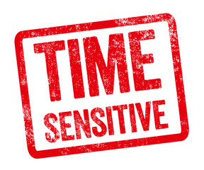 Red stamp on a white background - Time sensitive