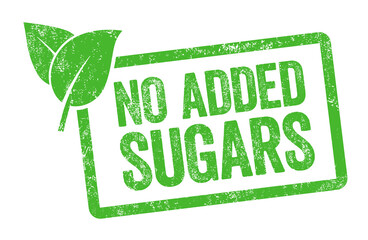 Green stamp isolated on a white background - no added sugars