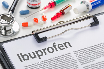 Ibuprofen written on a clipboard
