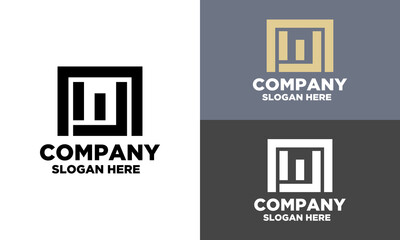 Flat WU letter logo design in different types