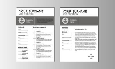 Grey modern Resume and CV Layout Set