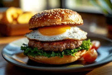 Egg Burger with Greens