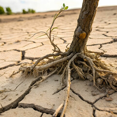 A close-up view of roots struggling to thrive in sandy soil.