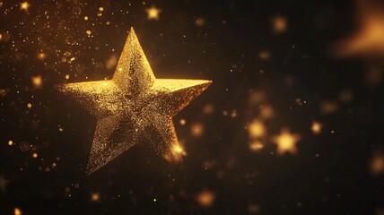 golden stars on black background with copy space area