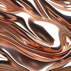 A detailed shot of abstract liquid metal, with soft metallic tones in silver and rose gold