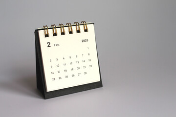 Monthly calendar template for the new year 2025 desk calendar,isolated on white background