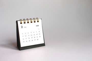 Monthly calendar template for the new year 2025 desk calendar,isolated on white background