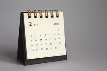 Monthly calendar template for the new year 2025 desk calendar,isolated on white background