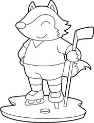 Wolf Ice hockey Ice hockey stick Animal Vector Graphic Art Illustration