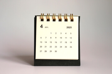 Monthly calendar template for the new year 2025 desk calendar,isolated on white background