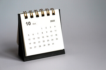 Monthly calendar template for the new year 2025 desk calendar,isolated on white background
