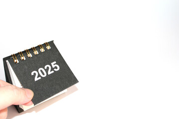 Monthly calendar template for the new year 2025 desk calendar,isolated on white background