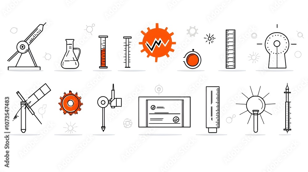 Poster Collection of minimalist control web icons in a clean line art style including inspection certificate and testing symbols on a white background  Ideal for user interface user experience