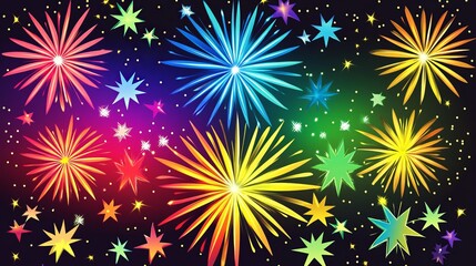 Colorful fireworks display against a dark night sky.