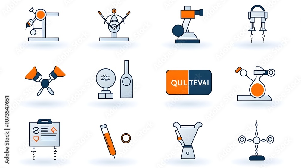 Aufkleber Comprehensive line style control icon collection for web and mobile applications featuring symbols for inspection production and assurance on a clean white background  Ideal for workflows processes