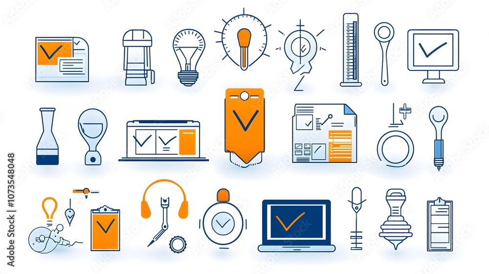 Aufkleber Set of Check Icons Shown in a Minimalist Line Style Design Suitable for Mobile Apps Websites and Digital Platforms Featuring Symbols of Inspection Testing