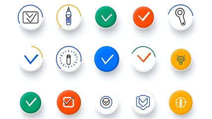icons in a clean line style designed for use in applications and web interfaces  These icons feature various symbols and graphics related to inspection testing certification and compliance processes