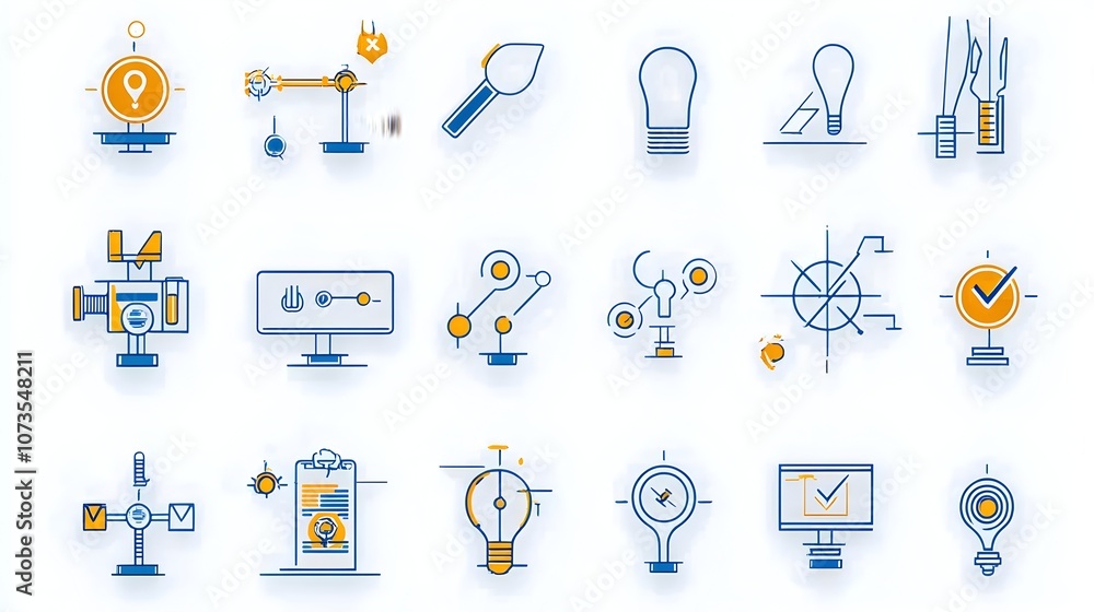 Fototapete Set of Assurance Icons in Clean Line Style for Web Design  Includes Symbols for Inspection Testing Certification Validation and Approval on a Simple White Background