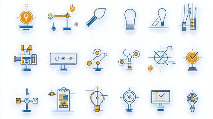 Set of Assurance Icons in Clean Line Style for Web Design  Includes Symbols for Inspection Testing Certification Validation and Approval on a Simple White Background