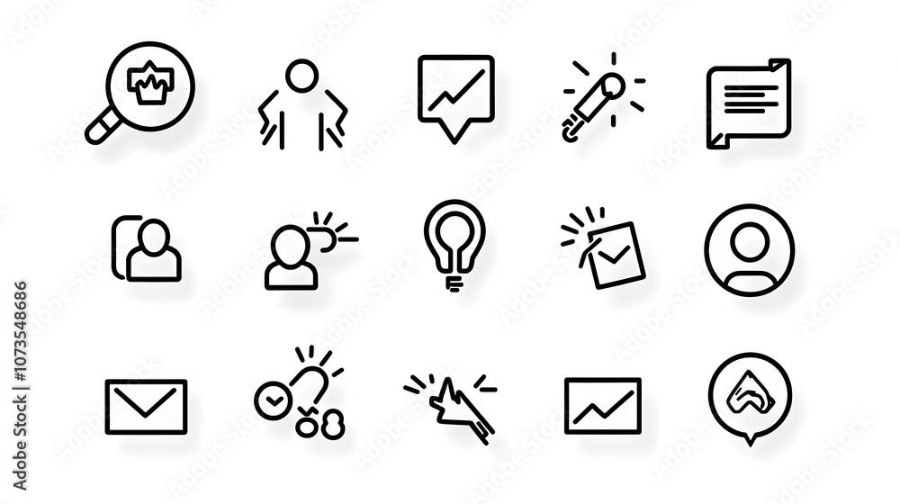 Aufkleber Minimalist line style web icons for customer feedback satisfaction testimonials and reviews  Clean modern design for web app and software user interface elements