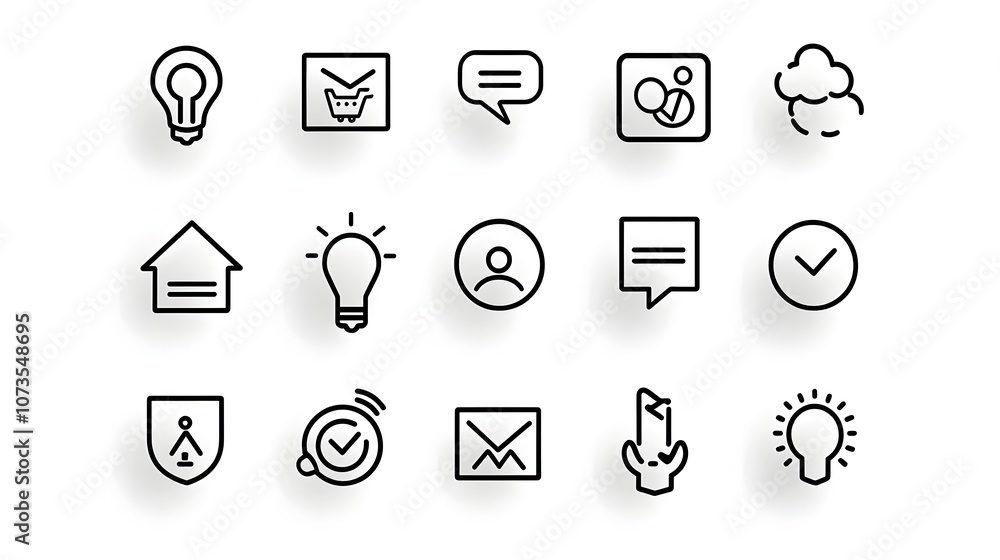 Aufkleber Minimalist line style customer feedback icon set including client satisfaction testimonial and review icons on white background for web UI and digital design applications