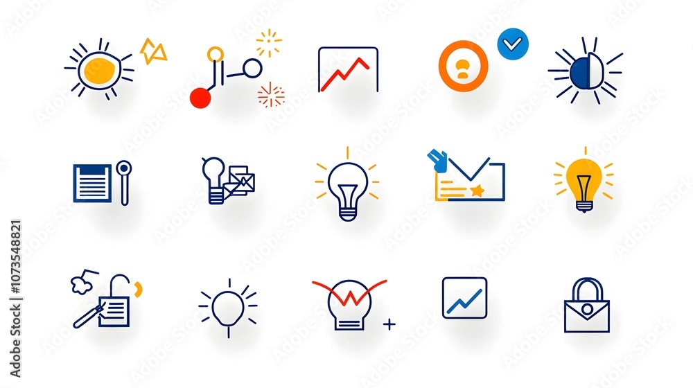 Aufkleber Collection of line style icons representing symbols for rating feedback customer satisfaction and client experience on a clean white background  Minimalist graphic design perfect for user interface