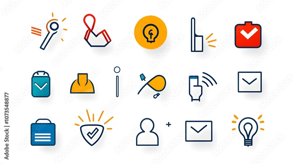 Poster Minimalist Line Style Icons Symbolizing Customer Satisfaction Feedback Rating and Client Experience on a Clean White Background