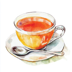Tea watercolor clipart illustration