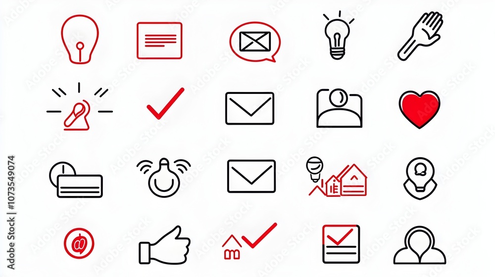 Poster Clean line art style icon collection with symbols for customer feedback rating testimonials and client satisfaction on a white background  Minimalist modern graphic design for user experience