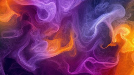 Abstract digital art of smoke in the colors of purple, orange and red