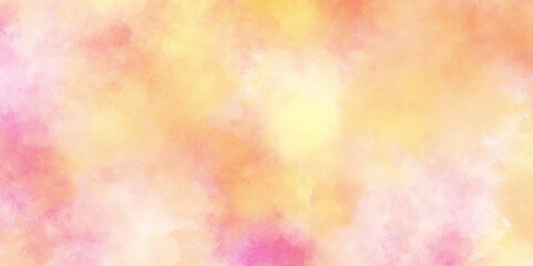 abstract colorful watercolor background texture, Pink orange Yellow gradient background with soft texture, fantasy blurred cloudy sky with gradient color and grunge texture.