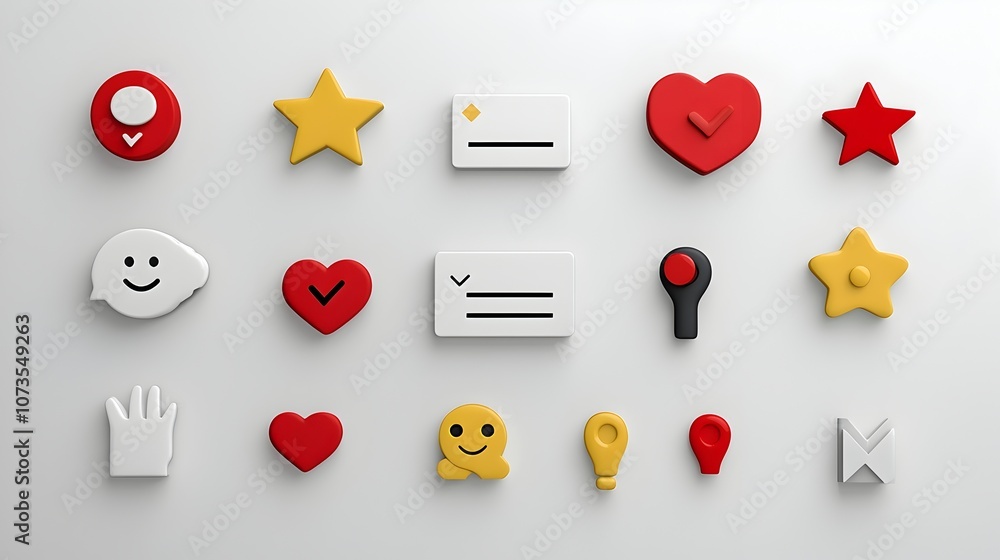 Poster set of minimalistic feedback icons featuring customer satisfaction symbols such as ratings testimoni