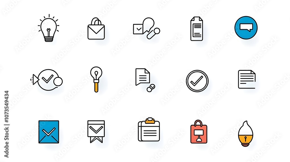 Poster Elegant line icons for efficient customer feedback management and experience evaluation on clean white background  Symbols for review satisfaction rating survey response and more