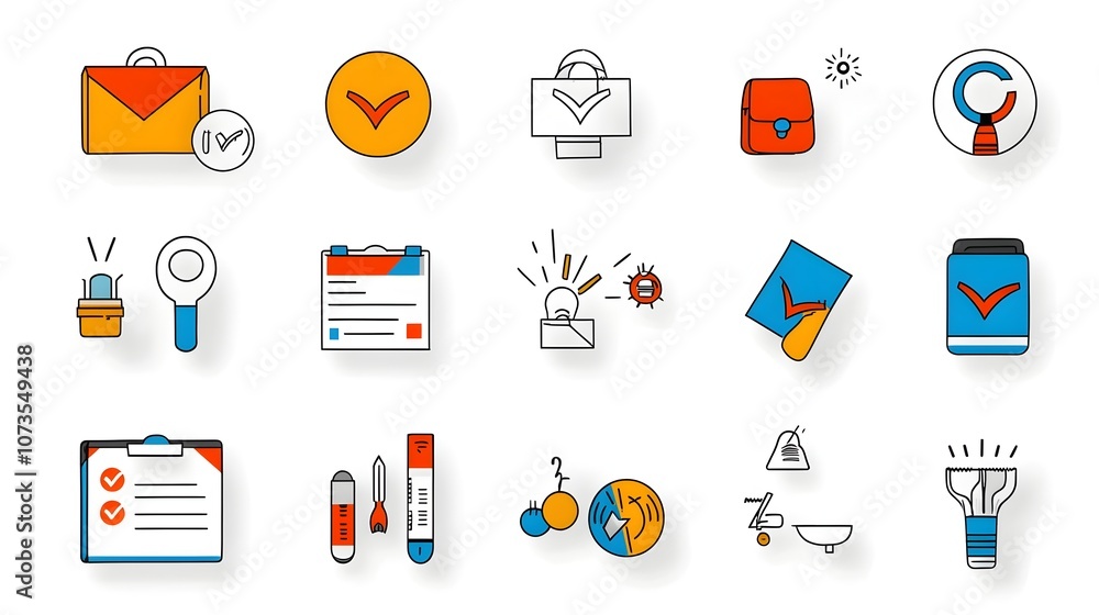Aufkleber Minimalist line style icon set featuring customer feedback rating and client experience symbols on a clean white background  These abstract graphic design elements are perfect for user interface