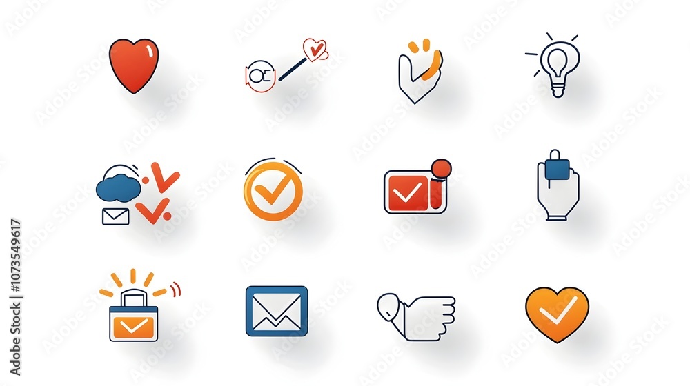 Poster Simple line style web icons set featuring like dislike rating and feedback symbols on a white background  Digital for customer satisfaction user experience web interface design