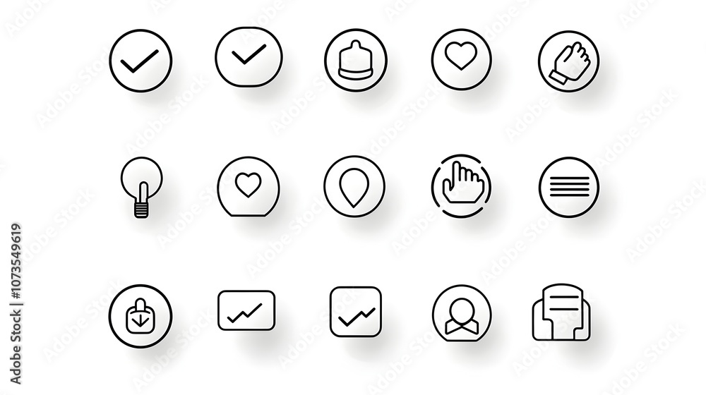 Fototapete Set of simple line style web icons for customer satisfaction featuring like dislike rating and feedback symbols on a white background  Minimal modern design for user interface website or app