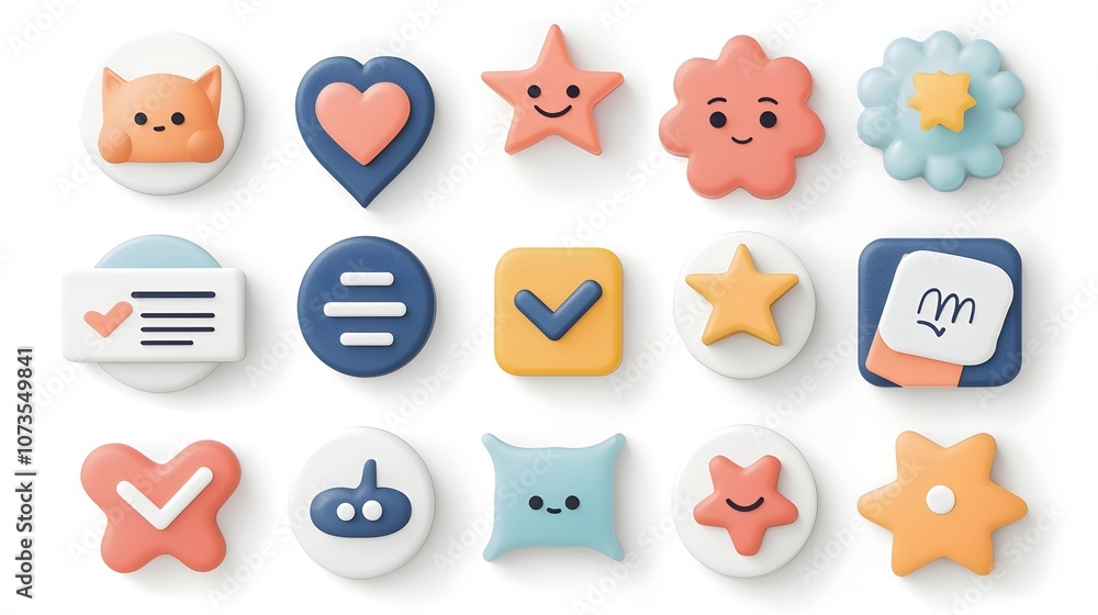 Poster A set of feedback icons for mobile apps featuring customer satisfaction symbols like testimonial and rating on a white background  These icons represent positive and negative feedback