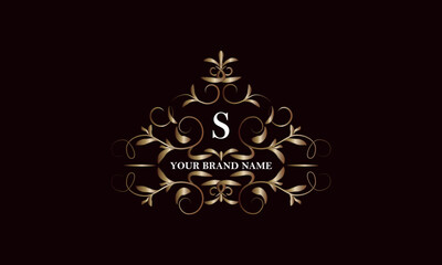 Elegant luxury floral letter S template design. Identity monogram, business sign, logo design. Vector illustration.