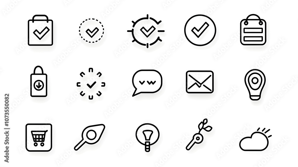 Poster Collection of customer satisfaction icons in line style featuring rating review and client testimonial symbols on a plain white background  Representing customer feedback service experience