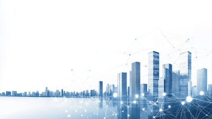 Fototapeta premium 3d rendering of city buildings with data in the center on a white background