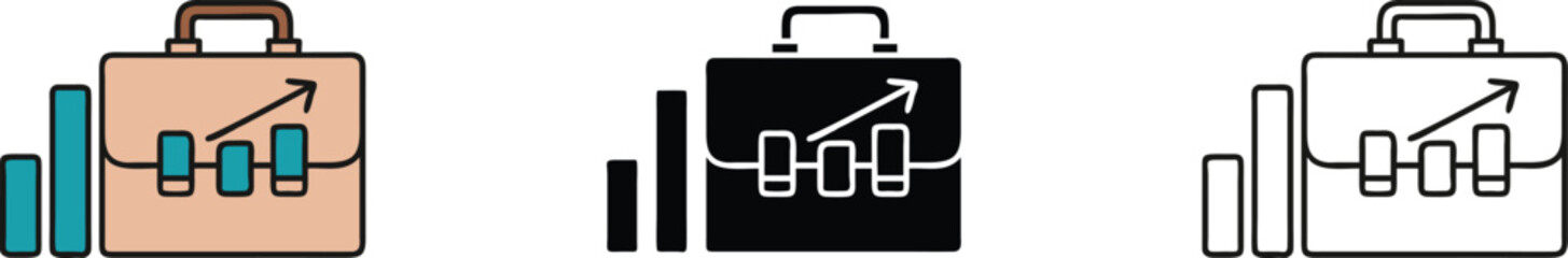 Business Growth Chart Icons  Portfolio Success