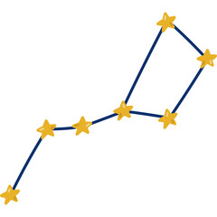 Cute cartoon star constellation of Big Dipper from Solar System in childish style. Trendy sign of astronomy, astrology, cosmos. Hand drawn colorful constellation isolated on white background.