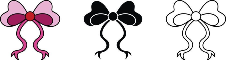 Pink, Black, and White Bow Illustrations