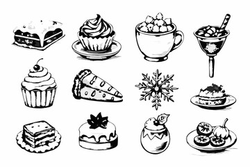 Hand-Drawn Chalk Winter Drinks Vector Illustration