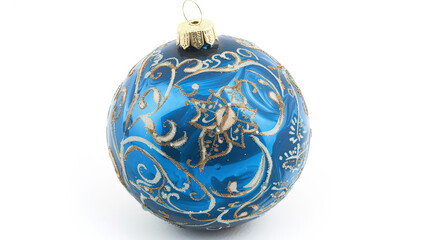 blue christmas ball isolated on white