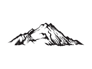 mountain range icon, landscape silhouette for outdoor design elements black and white